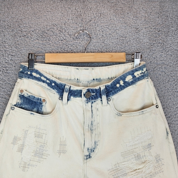 Oak & Acorn Men's Super Distressed Bleached Jean Short Sz 28 Raw Hem Punk Grunge - Picture 3 of 11